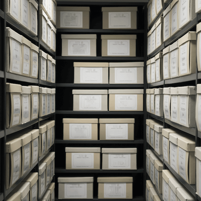 Archive box storage shelves